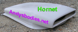 Hornet bonnet scoop, pre undercoated, lightweight construction, manufactured by Fibre-Form (NZ) Ltd for Andy's Bodies