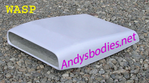 Wasp bonnet scoop, has a return flange for easy instalation pre undercoated, lightweight construction, manufactured by Fibre-Form (NZ) Ltd for Andy's Bodies